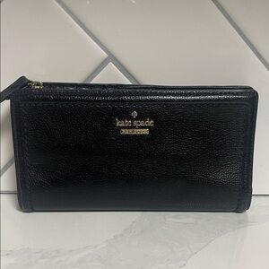 Kate Spade Black Leather Wallet with Gold Accents